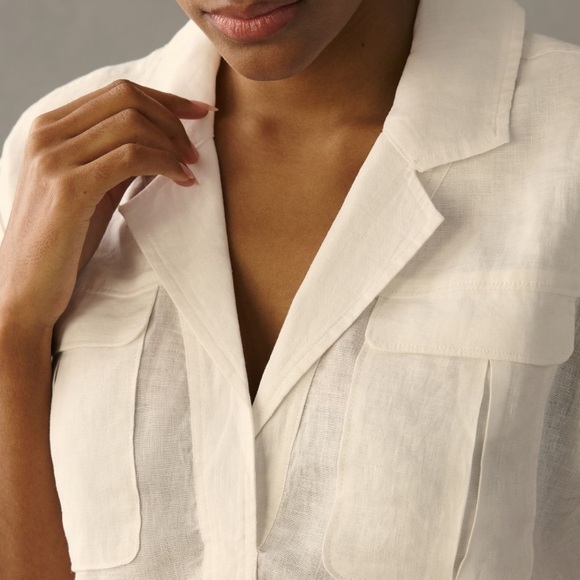 Anthropologie Linen Utility shirt size XXS - Picture 4 of 7